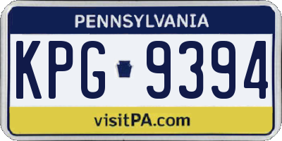 PA license plate KPG9394