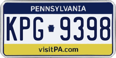 PA license plate KPG9398
