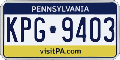 PA license plate KPG9403