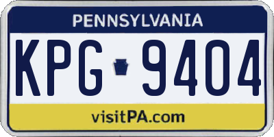 PA license plate KPG9404