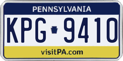 PA license plate KPG9410