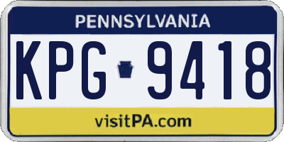 PA license plate KPG9418