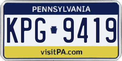 PA license plate KPG9419
