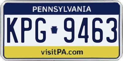 PA license plate KPG9463