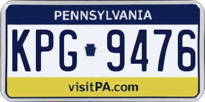 PA license plate KPG9476