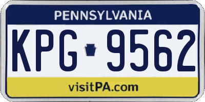 PA license plate KPG9562