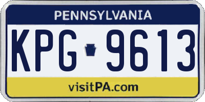 PA license plate KPG9613