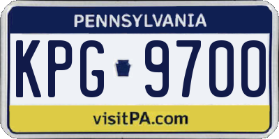 PA license plate KPG9700