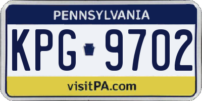 PA license plate KPG9702