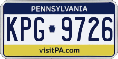 PA license plate KPG9726