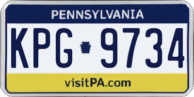 PA license plate KPG9734