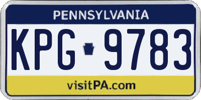 PA license plate KPG9783