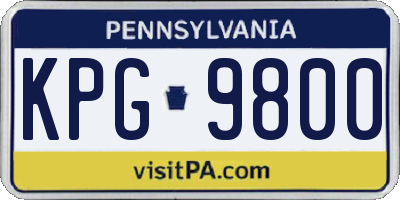 PA license plate KPG9800