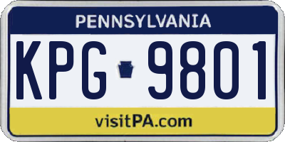PA license plate KPG9801