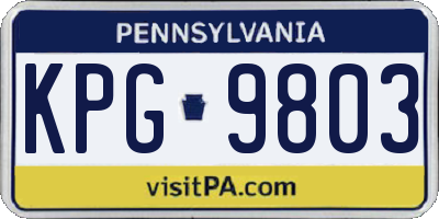 PA license plate KPG9803