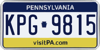 PA license plate KPG9815
