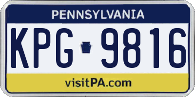 PA license plate KPG9816
