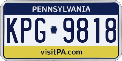 PA license plate KPG9818
