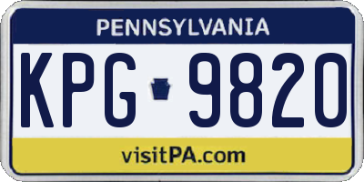 PA license plate KPG9820