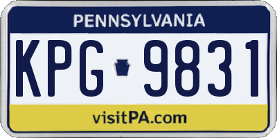 PA license plate KPG9831