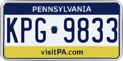 PA license plate KPG9833