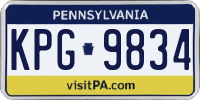 PA license plate KPG9834
