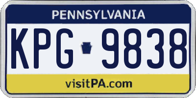 PA license plate KPG9838
