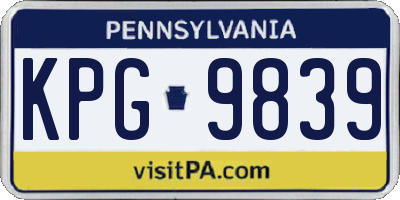 PA license plate KPG9839