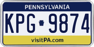 PA license plate KPG9874