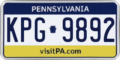 PA license plate KPG9892