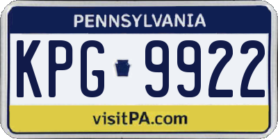 PA license plate KPG9922