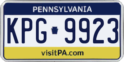PA license plate KPG9923