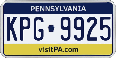 PA license plate KPG9925