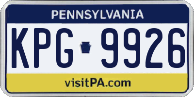 PA license plate KPG9926