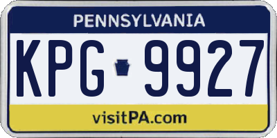 PA license plate KPG9927