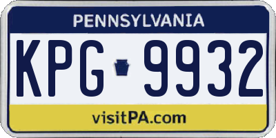PA license plate KPG9932