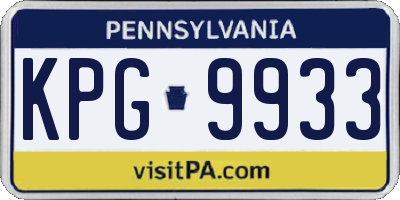 PA license plate KPG9933