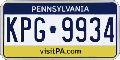 PA license plate KPG9934