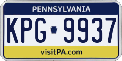 PA license plate KPG9937