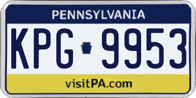 PA license plate KPG9953