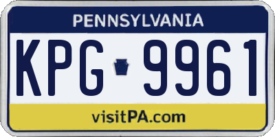 PA license plate KPG9961