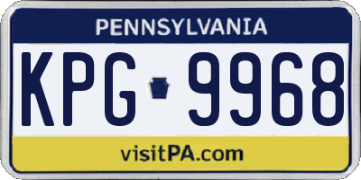 PA license plate KPG9968