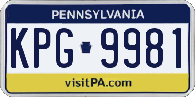 PA license plate KPG9981