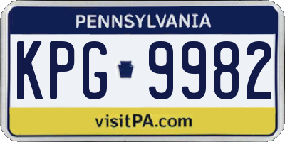 PA license plate KPG9982