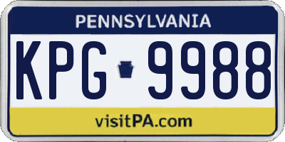 PA license plate KPG9988