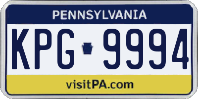 PA license plate KPG9994