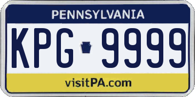 PA license plate KPG9999