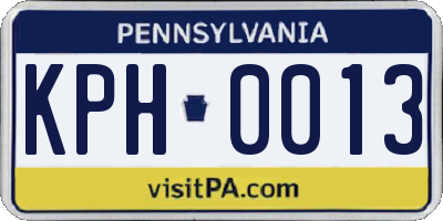 PA license plate KPH0013
