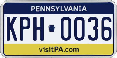 PA license plate KPH0036
