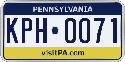 PA license plate KPH0071